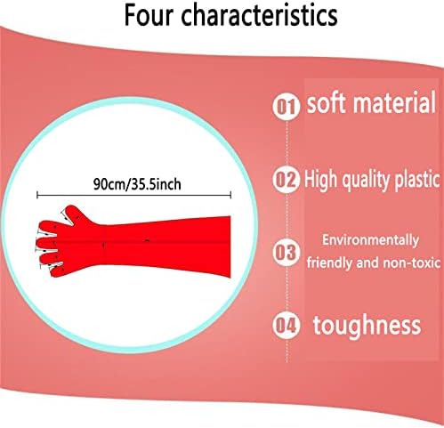 Disposable Long Plastic Gloves 50 Pcs Red 355 Inch