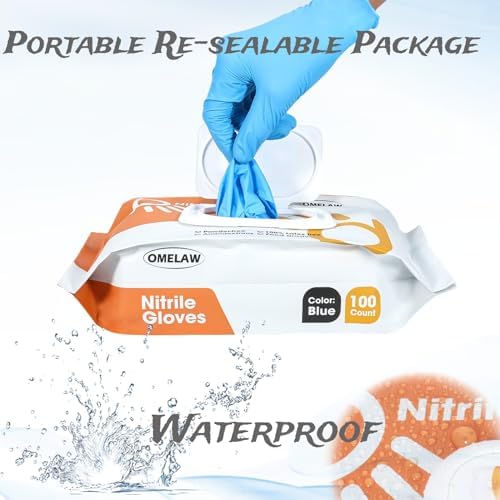 OMELAW Nitrile Gloves 4 Mil Powder Free Non Latex