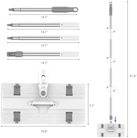 Microfiber Mop with 4 Pads and 512 Handle for Hardwood Tile Floors