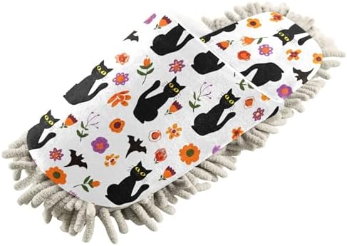 Burbuja Black Cats Mop Slippers for Home Cleaning