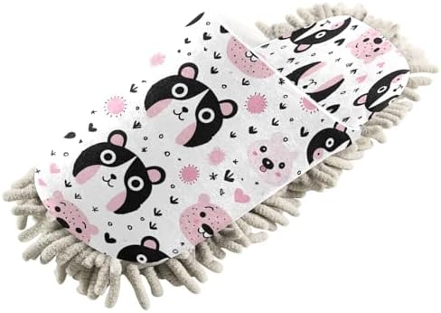 Panda Faces Microfiber Cleaning Slippers - L Size