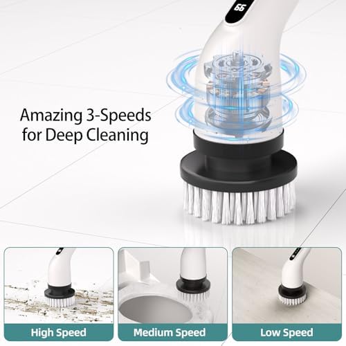 ELEBUILD 9-in-1 Electric Spin Scrubber with 8 Brush Heads