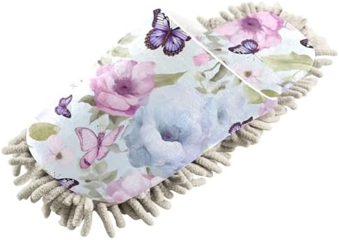 Flowers Butterfly Blue Mop Slippers for Women