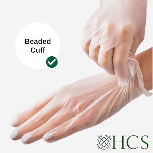 HCS Vinyl Gloves - Clear Latex-Free Food Cleaning