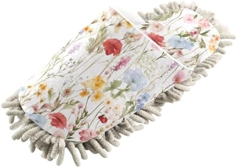 RunningBear Watercolor Floral Mop Slippers for Home Office Cleaning