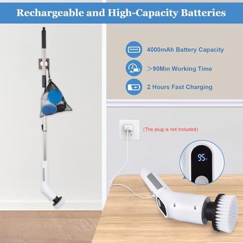 Fixm Cordless Electric Spin Scrubber with 2 Speeds and 11 Brush Heads