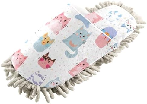 Burbuja Cartoon Cats Mop Slippers for Home Cleaning 1