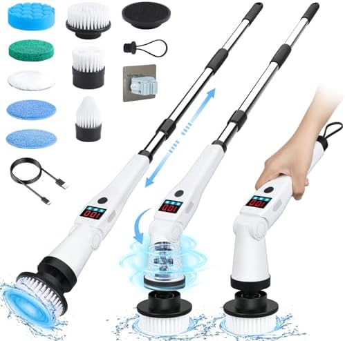 Hdyfix Electric Spin Scrubber with 3 Speeds Long Handle 5200mAh Battery