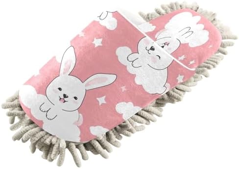 Bulletgxll Cute Rabbits Mop Slippers Washable Floor Mop Slippers