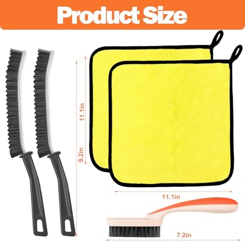 XANGNIER 5Pcs Carpet Scrub Brush Kit - Stiff Bristle Crevice Leaning Cloth for Home Car Cleaning