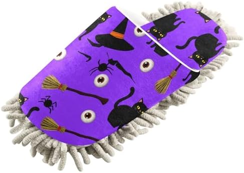 Burbuja Cats Witch Hats Eye Ball Mop Slippers for Home Kitchen Cleaning