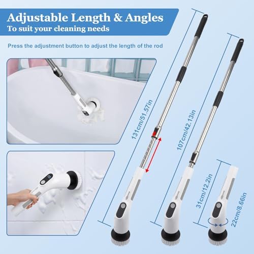 Fixm Cordless Electric Spin Scrubber with 2 Speeds and 11 Brush Heads