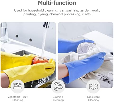IUCGE Reusable Rubber Dishwashing Gloves 2 Pair