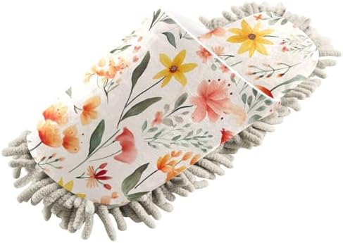 RunningBear Watercolor Flowers Mop Slippers for Home Cleaning