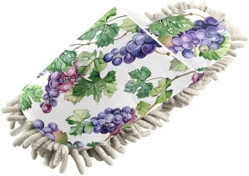 Purple Grapes Green Leaves Mop Slippers