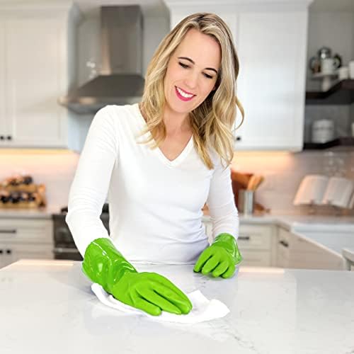 Kitchen-Star Ultimate Rubber PVC Gloves with Cotton Lining Green Small