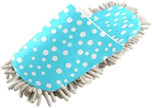 Blue and White Dot Microfiber Cleaning Slippers - L