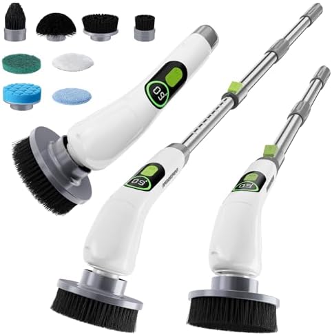 WORKPRO Electric Spin Scrubber Cordless 3-Speed Waterproof 8 Brush Heads
