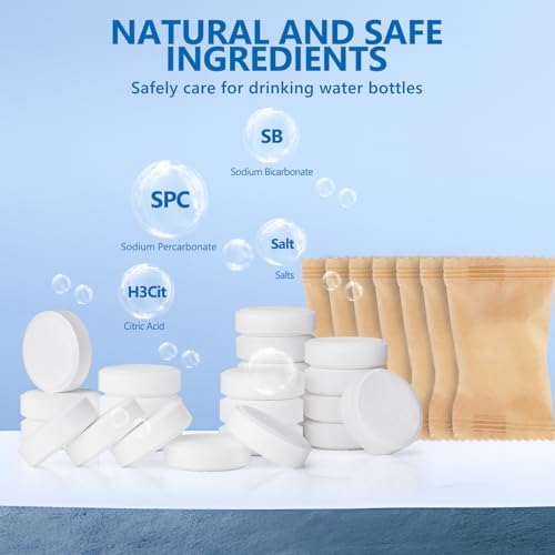 USKICH Water Bottle Tablets 48 Pack - Stainless Steel Plastic Cleaner