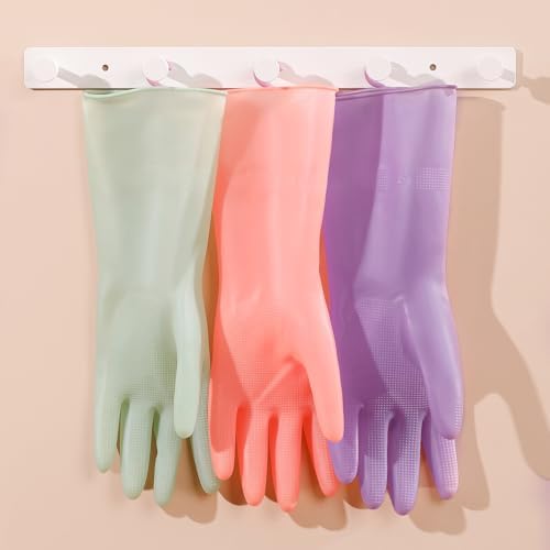 3 Pairs Natural Rubber Dishwashing Gloves for Hand Protection and Cleanliness