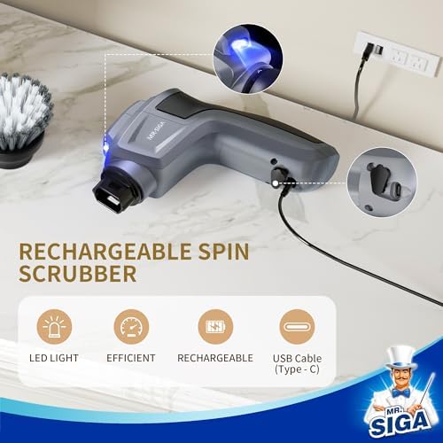 MRSIGA Electric Spin Scrubber for Kitchen and Bathroom