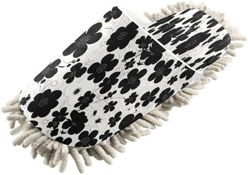 Zhirexin Black Cleaning Slippers for Floor Mopping