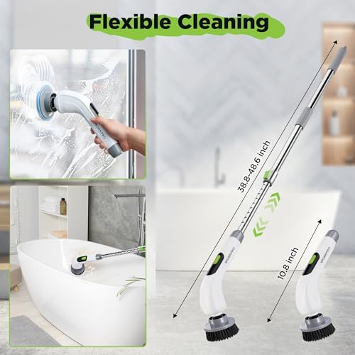 WORKPRO Electric Spin Scrubber Cordless 3-Speed Waterproof 8 Brush Heads