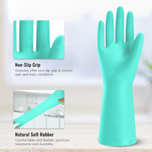 KAQ Reusable Non-Slip Rubber Gloves for Kitchen Use