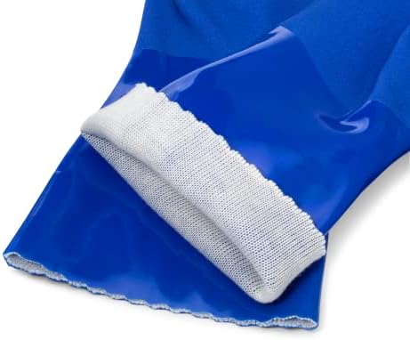 Kitchen-Star Ultimate Rubber PVC Gloves with Cotton Lining Anti-Slip Extra Thickness Blue Small
