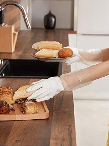 LANON 3 Pairs Skin-Friendly Cleaning Gloves Non-Slip Reusable Brilliant White Medium 1