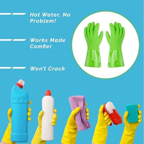 Kitchen-Star Ultimate Rubber PVC Gloves with Cotton Lining Green Small