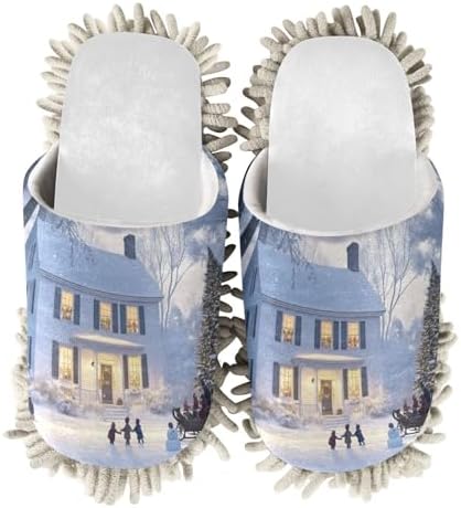 RunningBear White Christmas Design Mop Slippers for Home