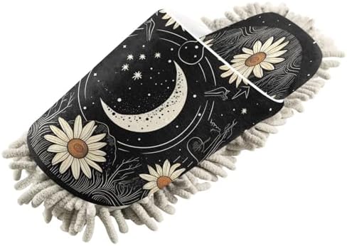 White Sun Flower Microfiber Cleaning Slippers with Mopping Function