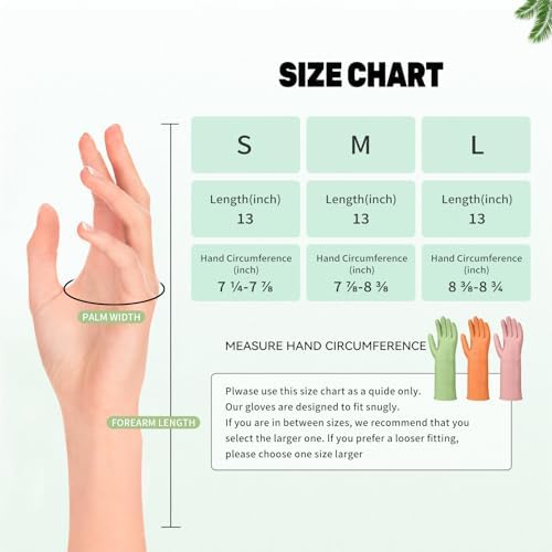 LYKACATT Reusable Rubber Dishwashing Gloves 3 Pairs Non-Slip Kitchen Gloves