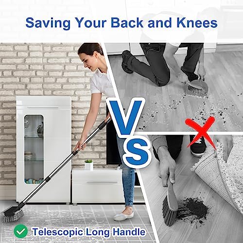 ITTAR 2-in-1 Floor Scrubber Squeegee Brush - 10 Wide Heavy-Duty Cleaning Tool with Black Bristles and Adjustable Handle