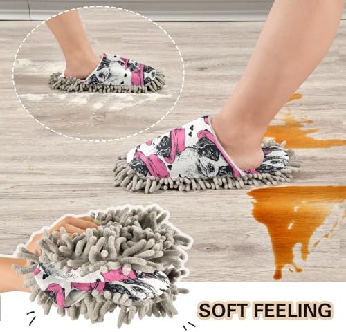 Bulletgxll Dog Mop Slippers Washable Microfiber Floor Cleaning Shoes