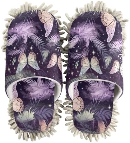 Butterfly Purple Mop Slippers Unisex Comfortable Cleaning Footwear