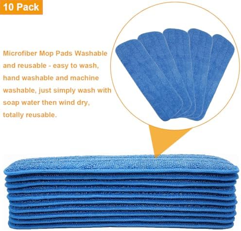 18 Inch Microfiber Spray Mop Replacement Heads - Blue 10 Pack