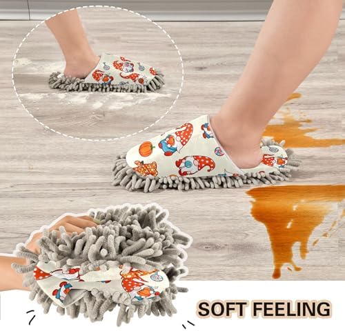Burbuja Halloween Gnomes Mop Slippers for Home and Kitchen