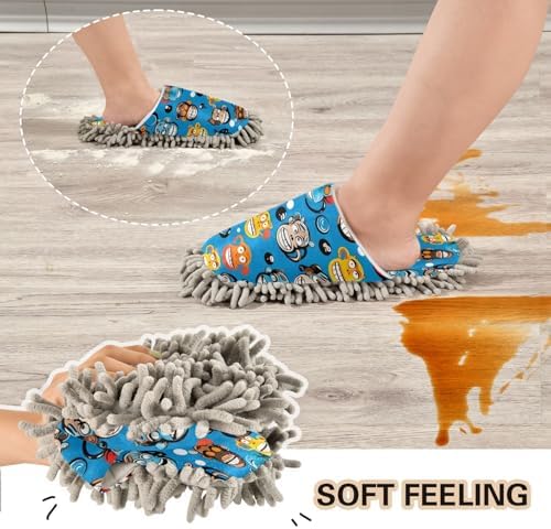 Bulletgxll Blue Monkeys Mop Slippers - Washable and Comfortable
