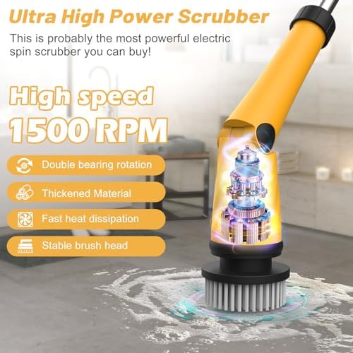 Qimedo 1500 RPM Electric Spin Scrubber with 2 Batteries Q2 Pro 1