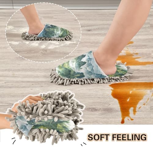 Zhirexin Dark Green Mopping Slippers - Washable Cleaning Shoes