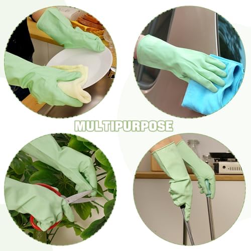 LYKACATT Reusable Rubber Dishwashing Gloves 3 Pairs Non-Slip Kitchen Gloves