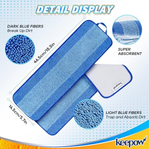 KEEPOW Microfiber Mop Pad 18 Inch 44 Pack