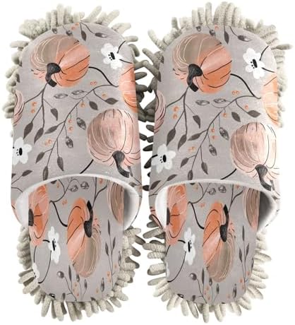 Zhirexin Thanksgiving Pumpkin Mop Slippers for Men Women