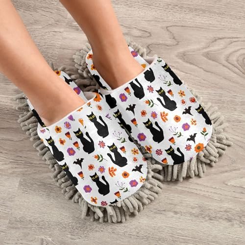 Burbuja Black Cats Mop Slippers for Home Cleaning