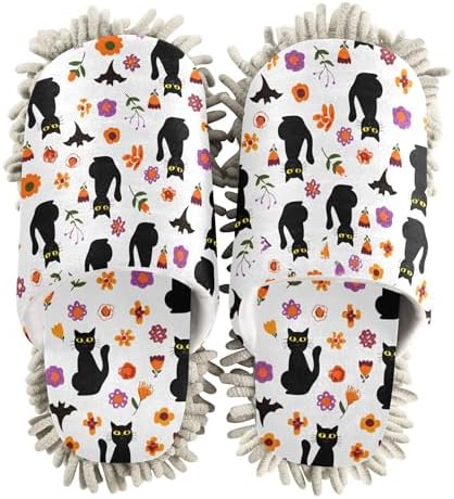 Burbuja Black Cats Mop Slippers for Home Cleaning