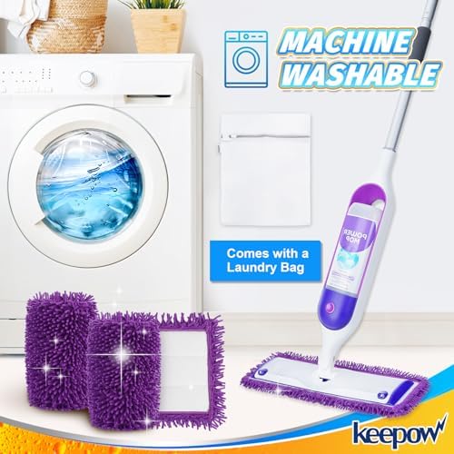 KEEPOW 10 Pack Reusable Mop Pads for Swiffer PowerMop 1