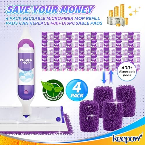 KEEPOW 10 Pack Reusable Mop Pads for Swiffer PowerMop 1