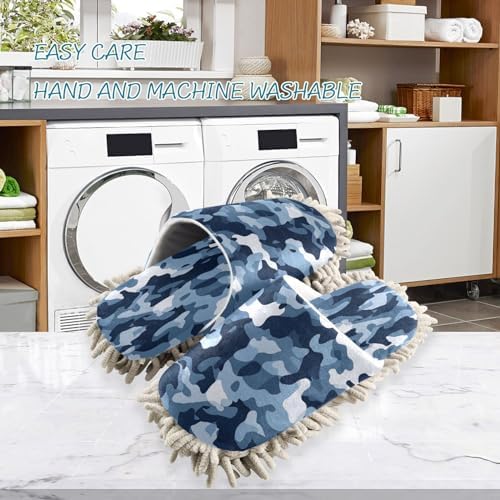 Zhirexin Blue Microfiber Mop Slippers for House Cleaning